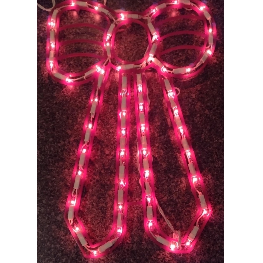 Vtg 50 Light Illuminated 18" Christmas Bow Window Mantle Double Sided New NOS